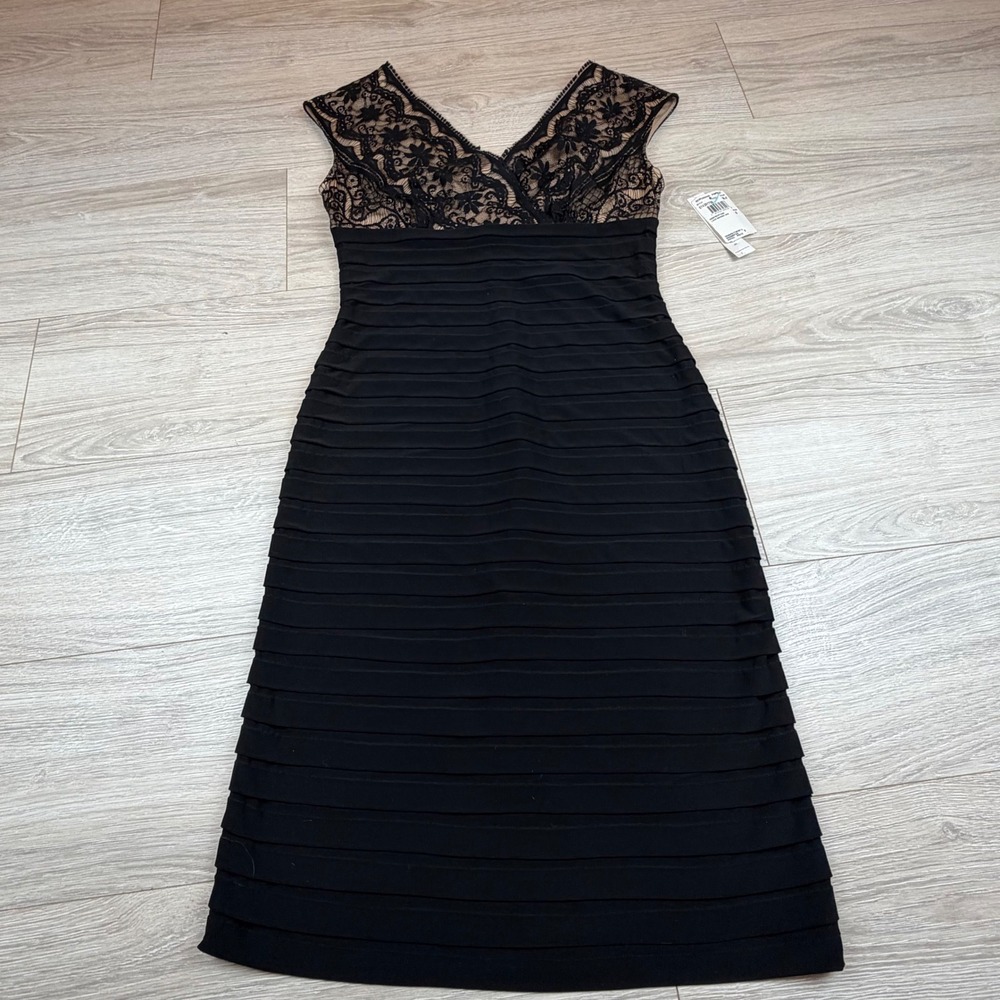 Andre Oliver Black Lace V-Neck Bandage Dress- NWT